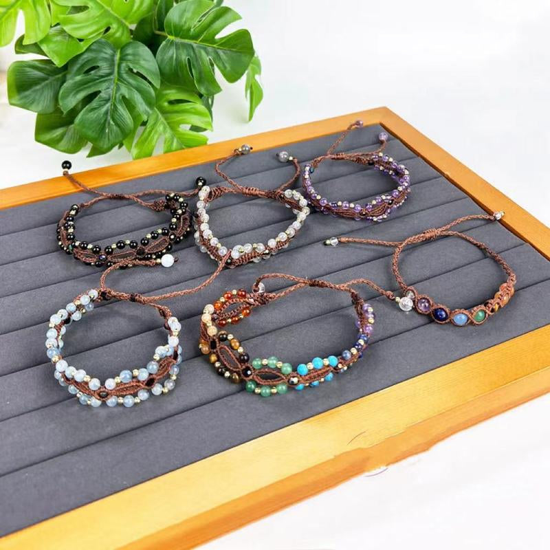 7 Chakra Bracelet, Natural Crystal Bead Bracelets, Moonstone,Crystal Healing Jewelry, Spiritual Yoga Gifts, Gemstone Energy Mala, Boho Hippie Jewelry Halloween Gift