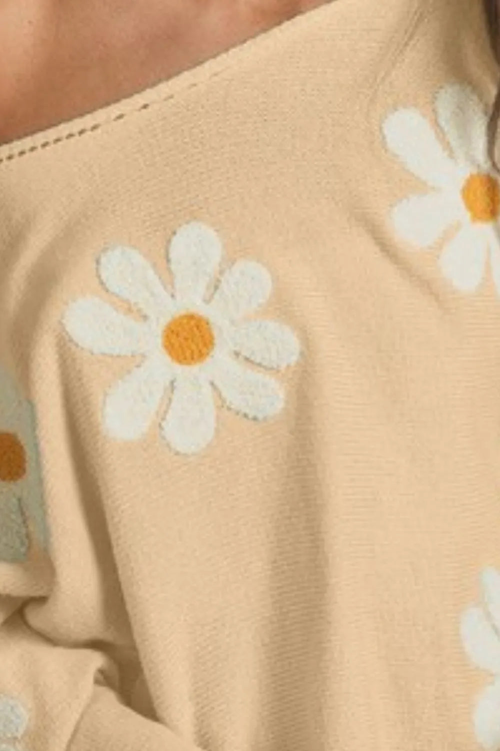 Flower Embroidery Loose Fit Knit Top