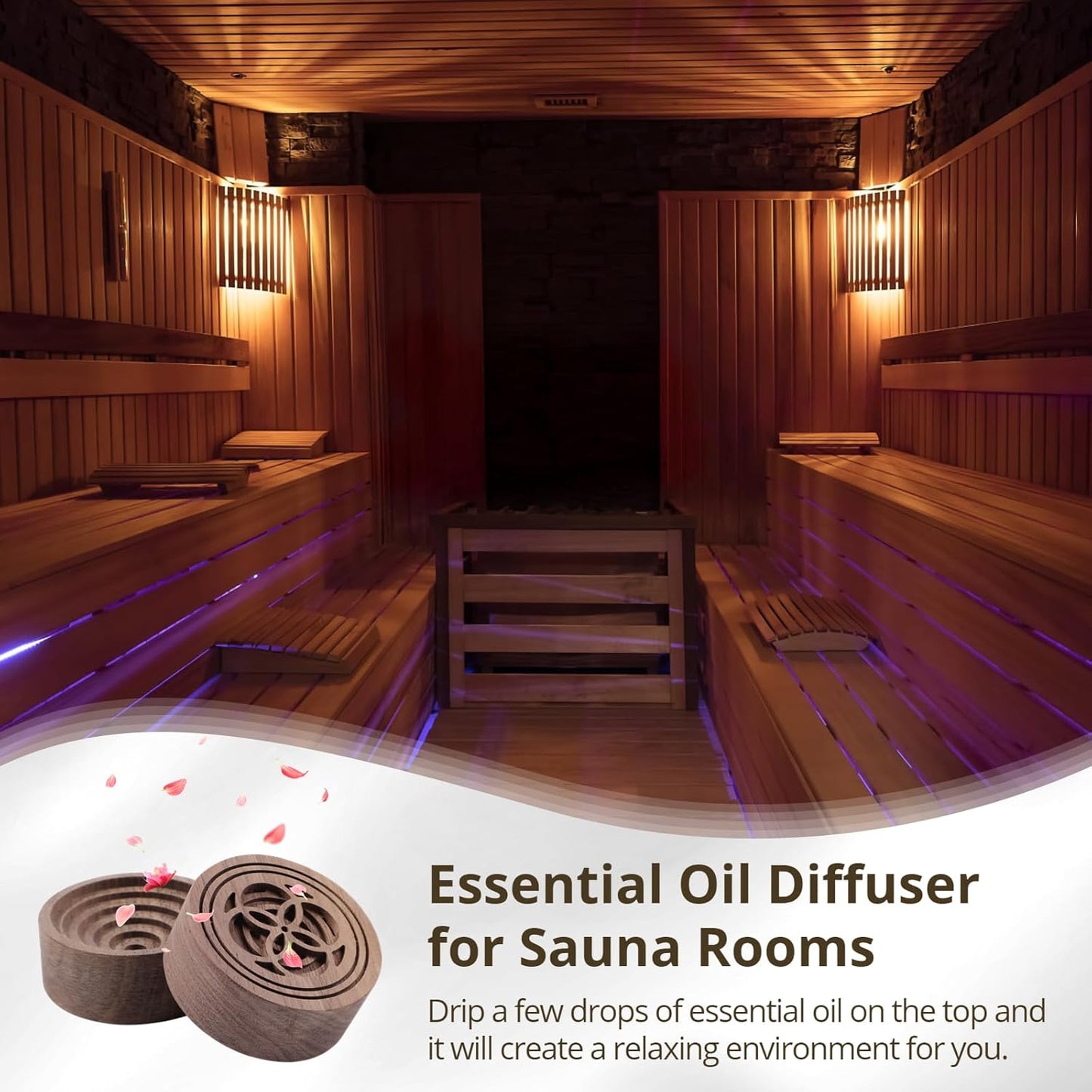 2 PCS Wooden Essential Oil Diffuser, Walnut Wood Diffuser, Aromatherapy Diffuser, Small round Diffuser for Home, Offices, Cars, Yoga Rooms, Sauna Rooms, SPA Centers