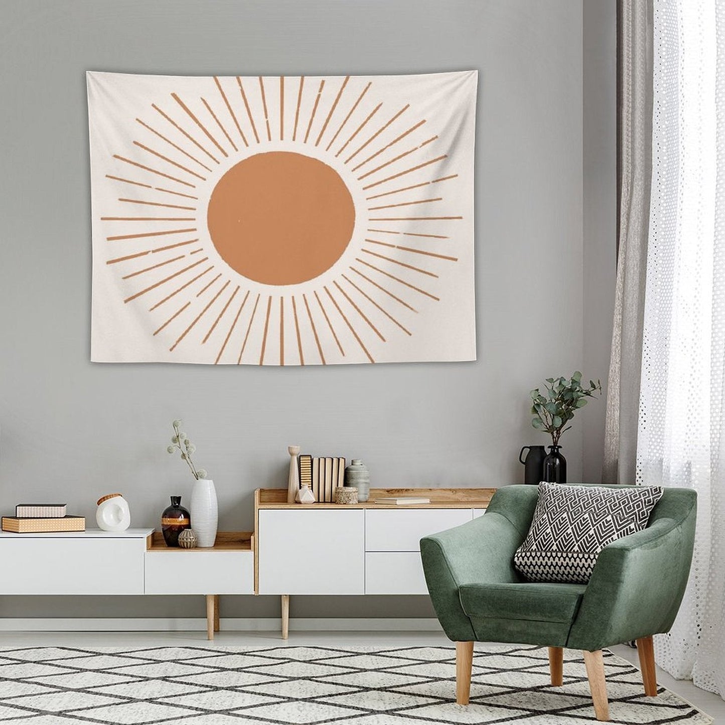 Terracotta Boho Sun Rays Tapestry