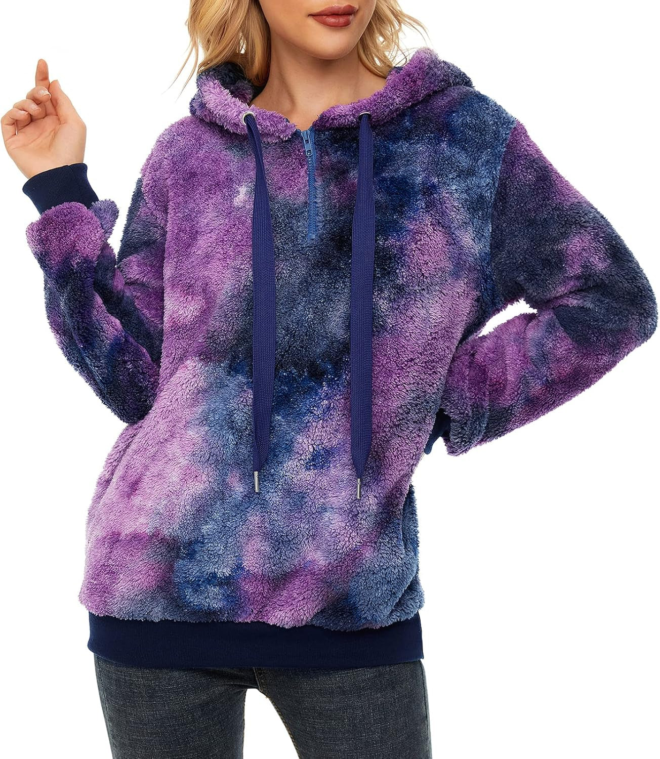 Oversized Sweatshirts for Women Athletic Womens Sherpa Hoodie Fluffy Women'S Hoodies Pullover with Pockets