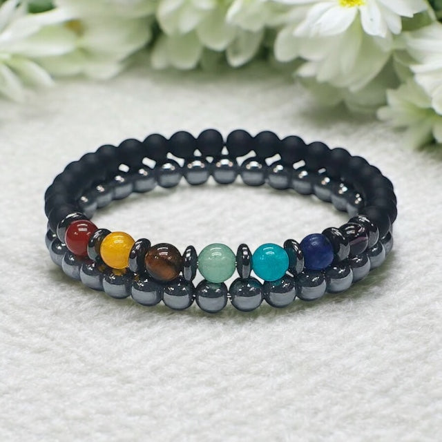 7 Chakra Balance & Weight Loss Support Magnetic Bracelets