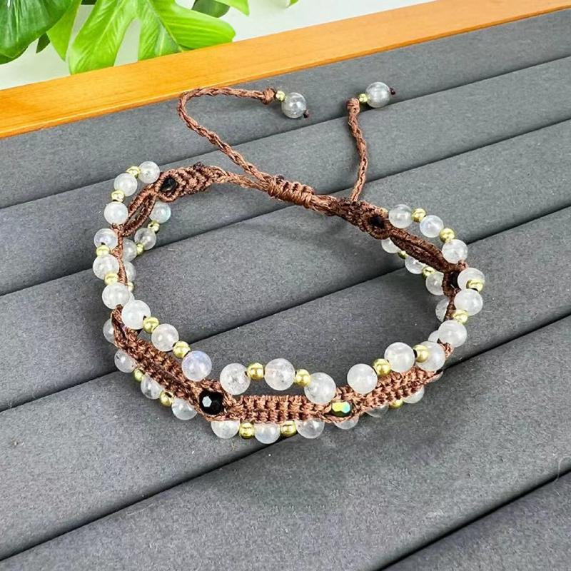 7 Chakra Bracelet, Natural Crystal Bead Bracelets, Moonstone,Crystal Healing Jewelry, Spiritual Yoga Gifts, Gemstone Energy Mala, Boho Hippie Jewelry Halloween Gift