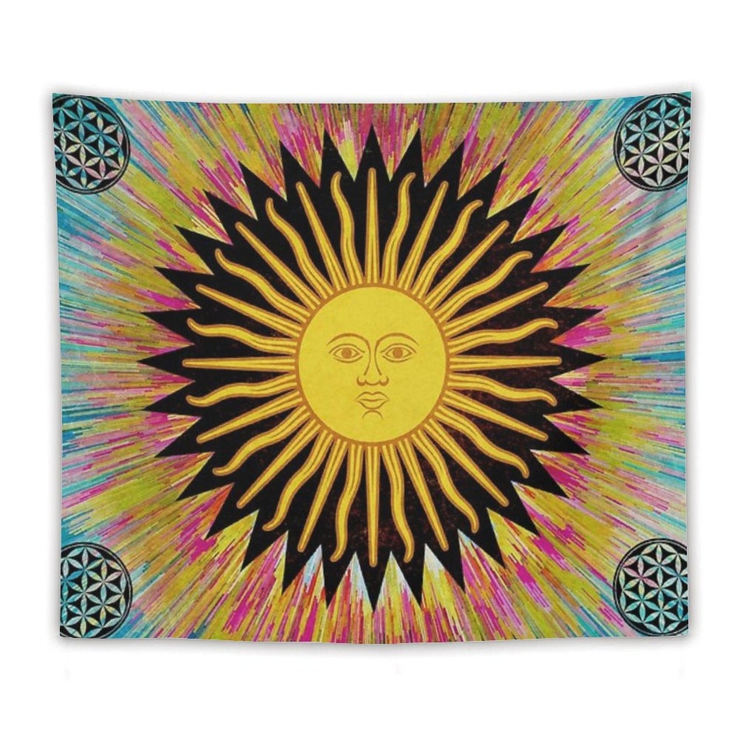Psychedelic Sun Star Bohemian Zen Hippie Festival Tapestry