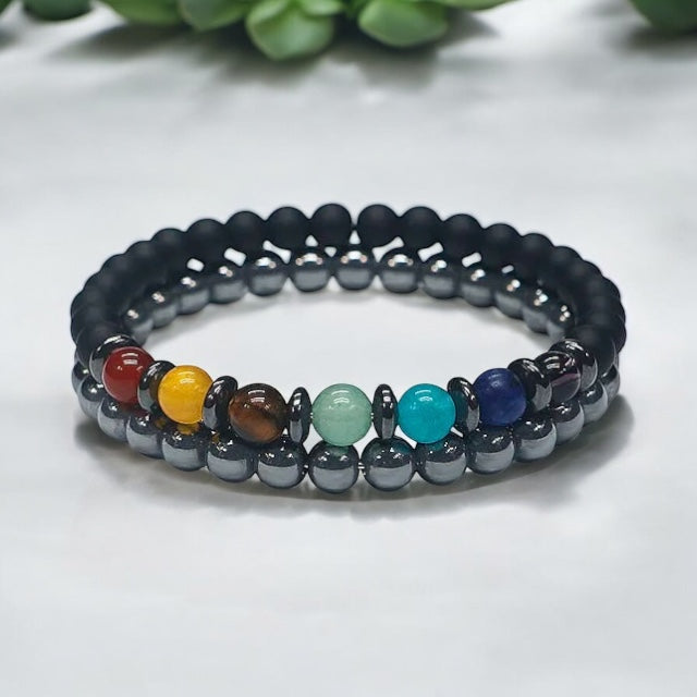 7 Chakra Balance & Weight Loss Support Magnetic Bracelets