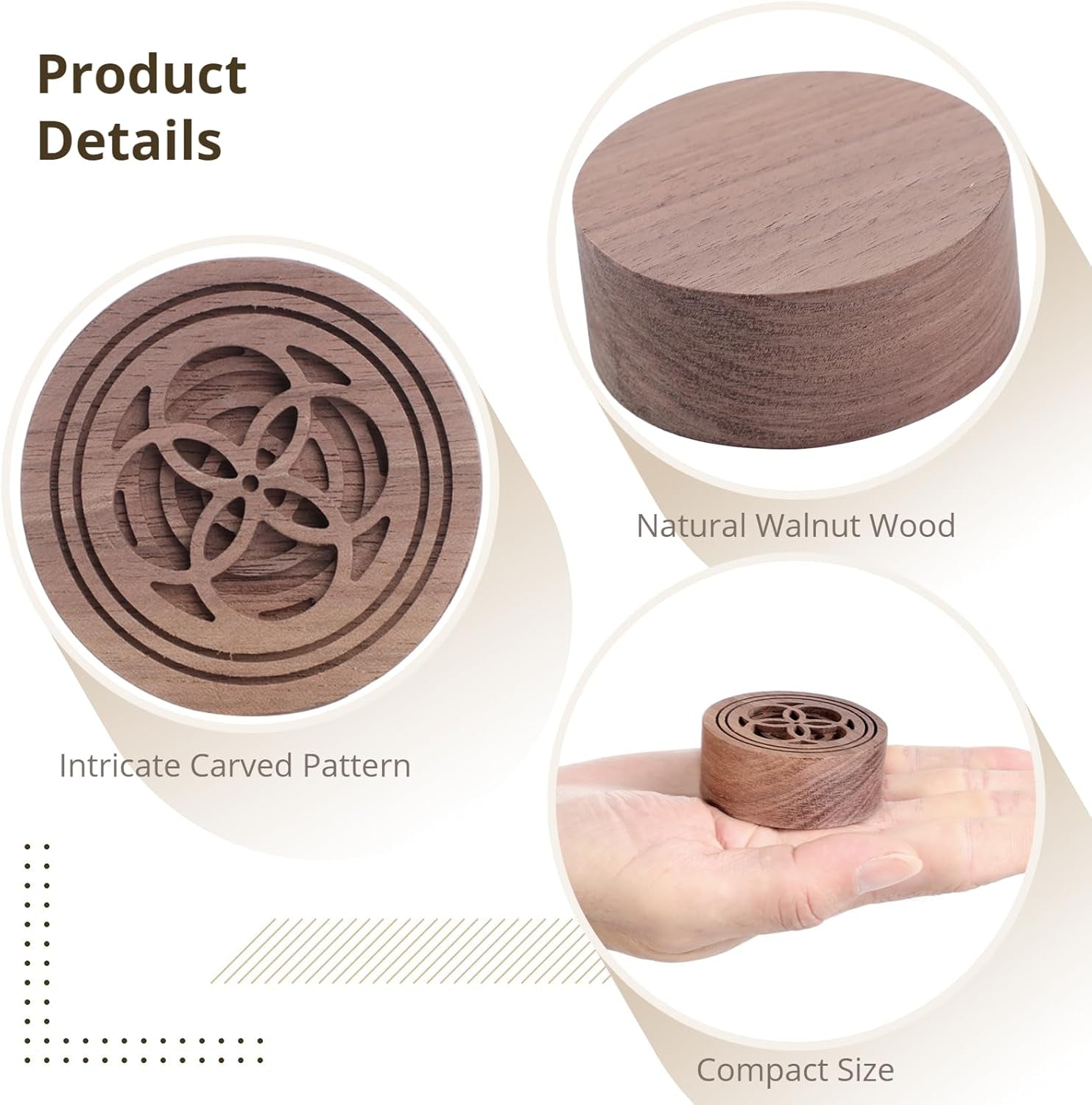 2 PCS Wooden Essential Oil Diffuser, Walnut Wood Diffuser, Aromatherapy Diffuser, Small round Diffuser for Home, Offices, Cars, Yoga Rooms, Sauna Rooms, SPA Centers