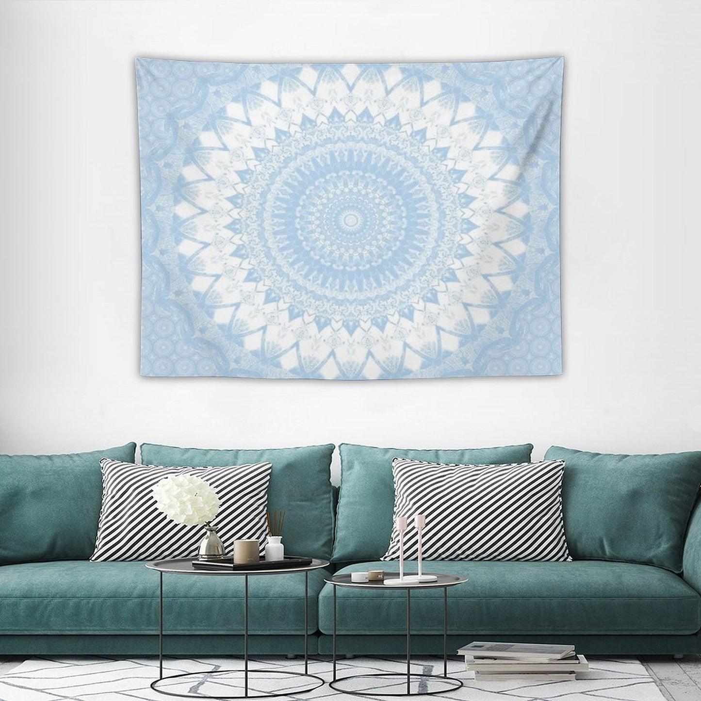 Baby Blue Boho Mandala Tapestry