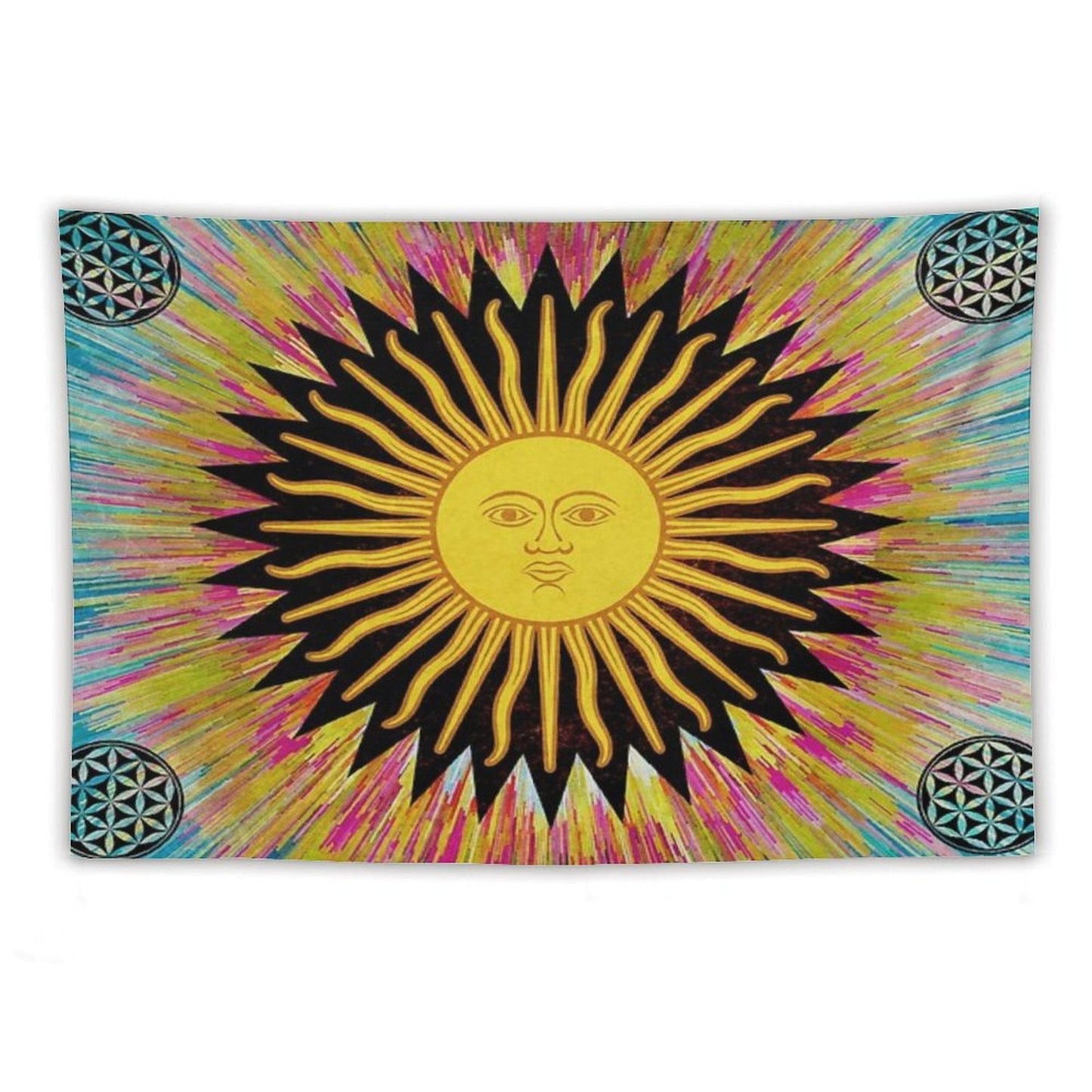 Psychedelic Sun Star Bohemian Zen Hippie Festival Tapestry