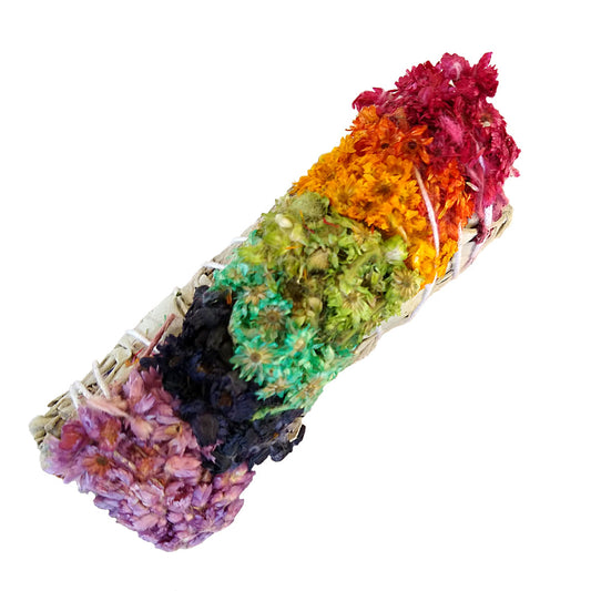 7 Chakras Mullein With White Sage Smudge Stick 3-4"