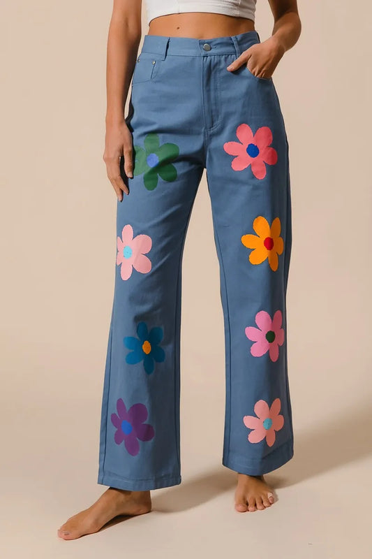 BiBi Flower Print Straight Legs Pants