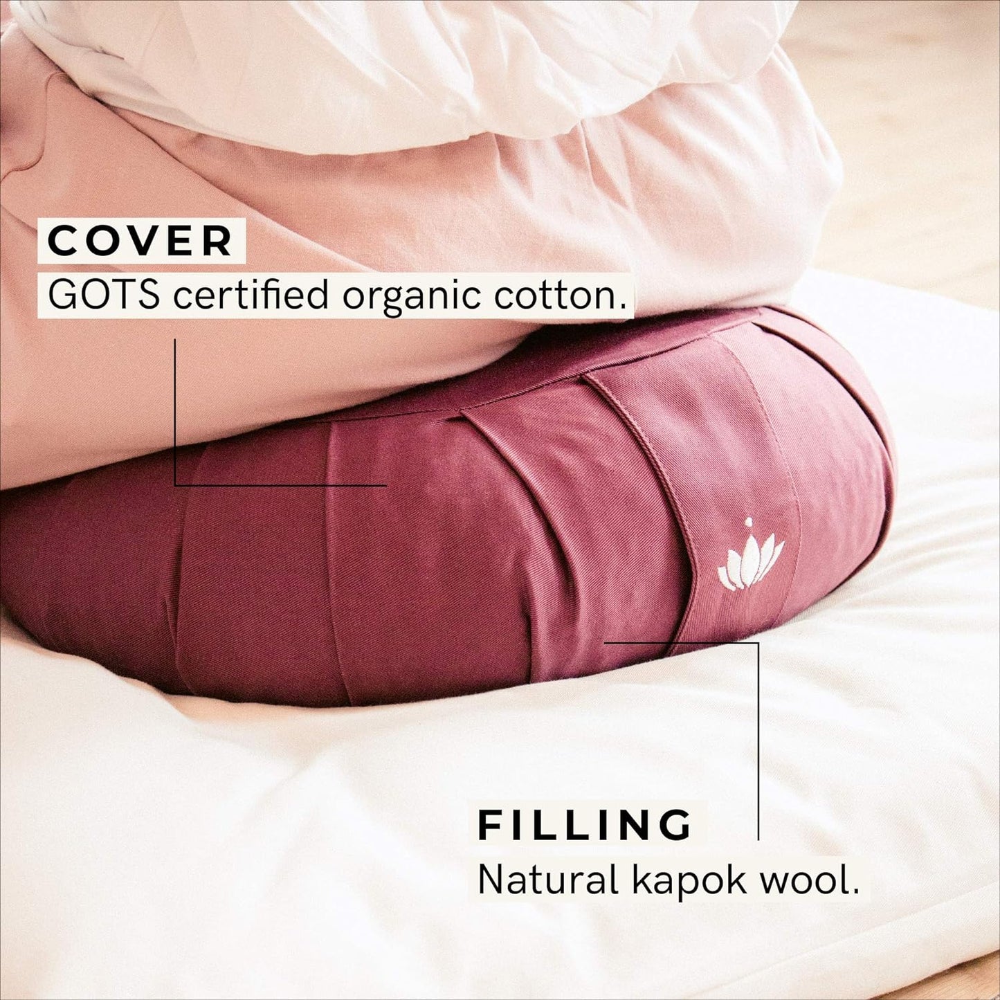 Zafu Meditation Cushion Kapok Delight - Height 15 Cm - Kapok Filling - Washable Cover Organic Cotton - Floor Cushion for Meditation - Yoga Cushion - Meditation Pillow