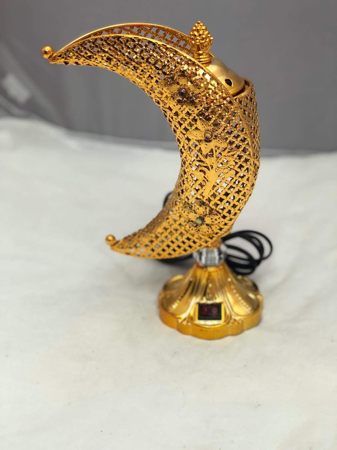 Electric Half Moon Shaped Incense Burner with Color Stones (Gold)