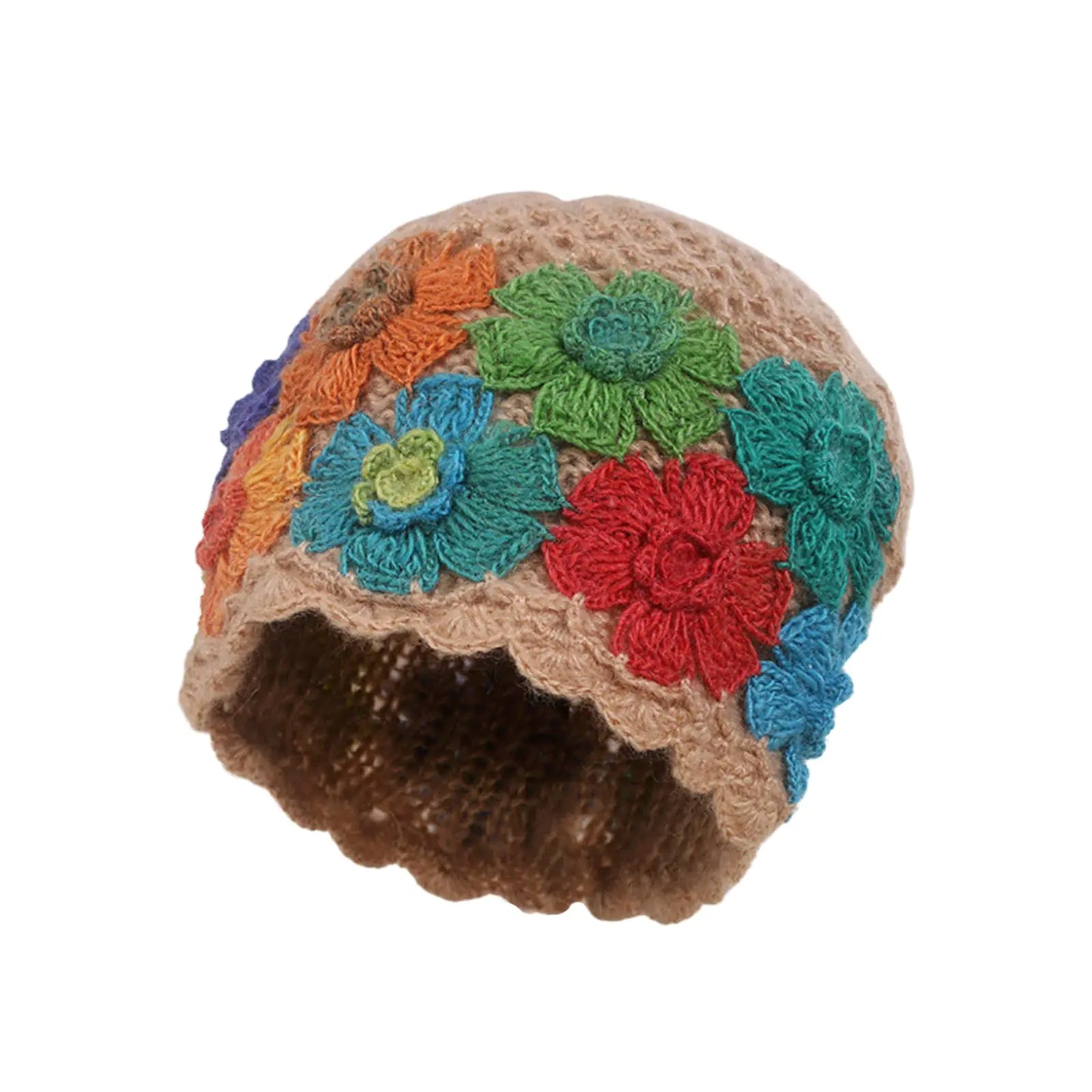 CORIRESHA Womens Boho Crochet Flower Beanie Handmade Cotton Hollow Out Y2k Summer Hat