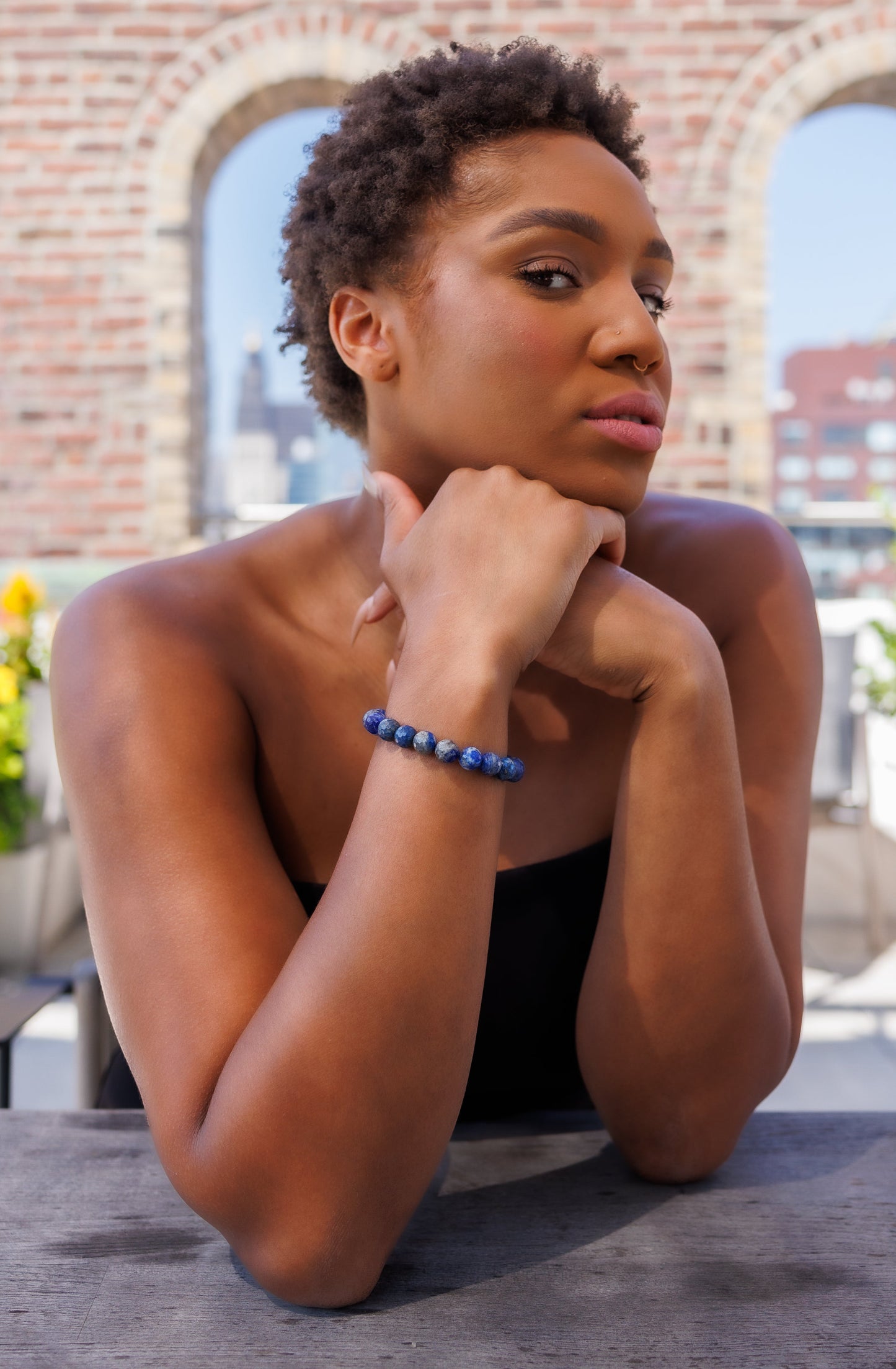 Luxury Faceted Lapis Lazuli Natural Gemstone Bracelet