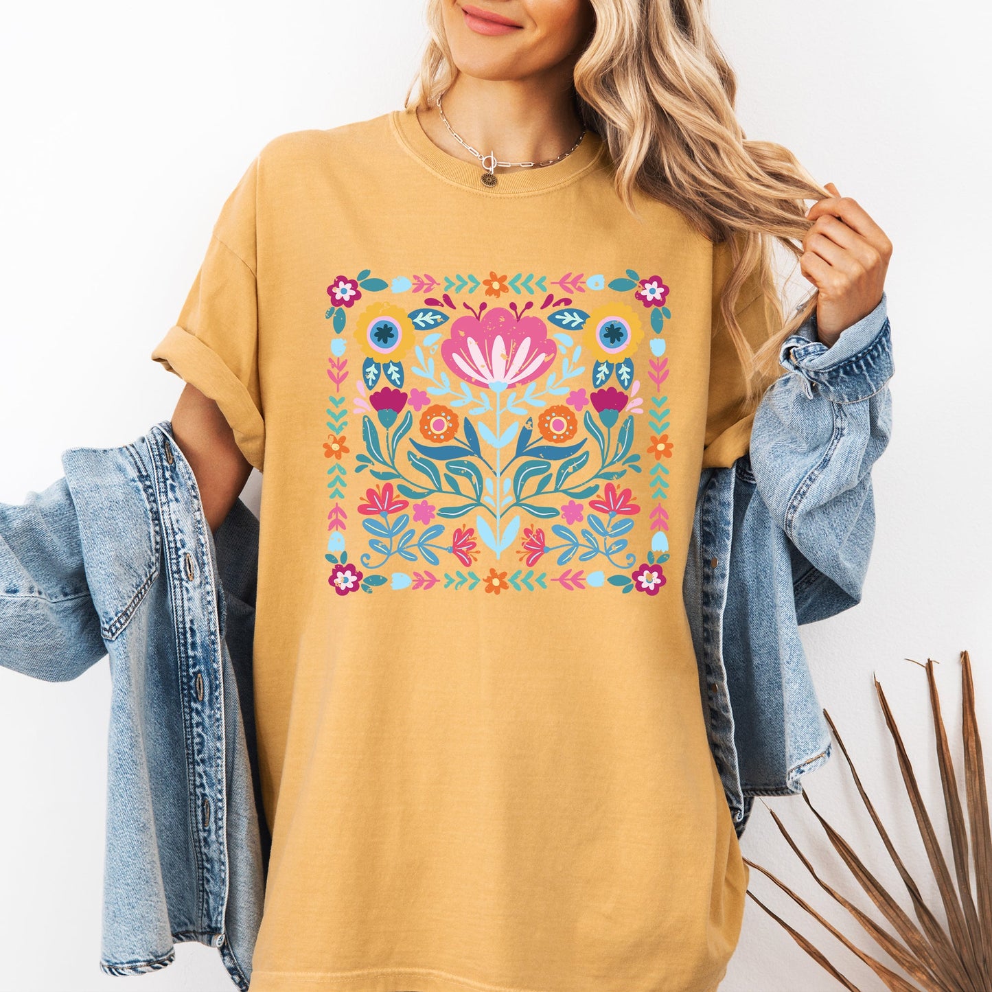 Folk Art Flowers, Summer, Floral, Retro, Comfort Colors T-Shirt