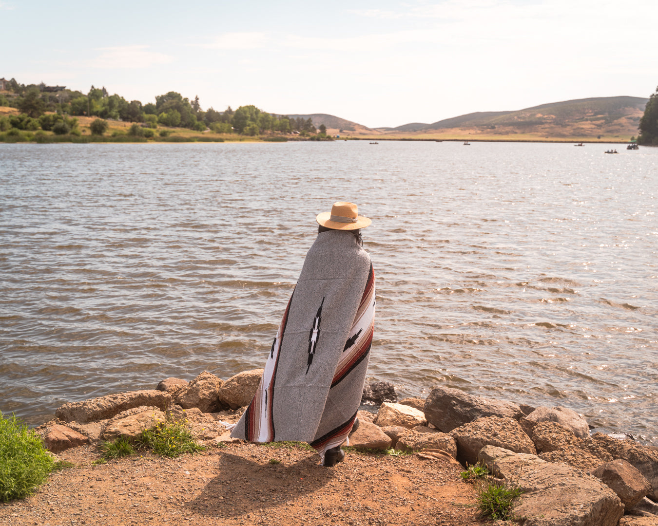 Grey Baja Mexican Diamond Yoga Blanket