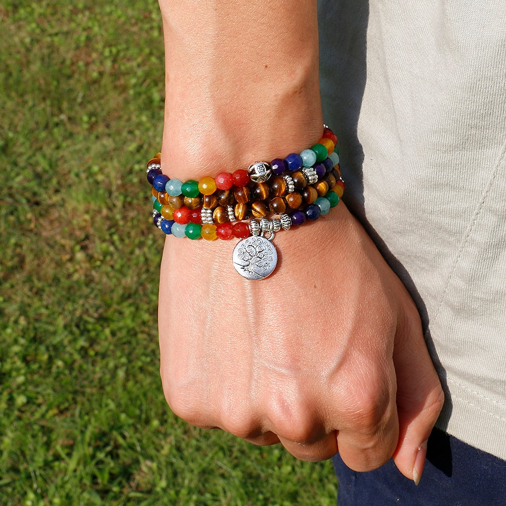 Tibetan Silver Layered Chakra Bracelet