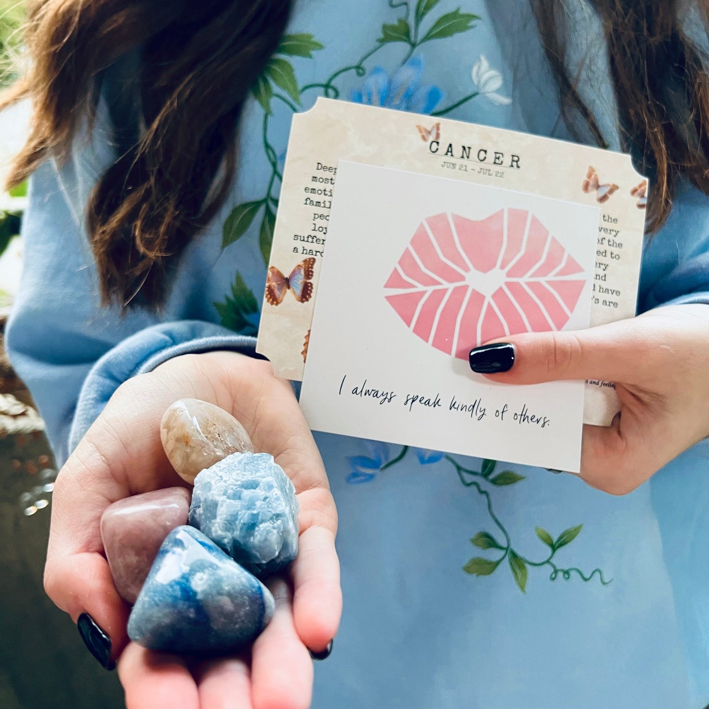 Cancer Zodiac Crystal Set for Emotional Support & Stability - Includes Aura Cleansing Kit