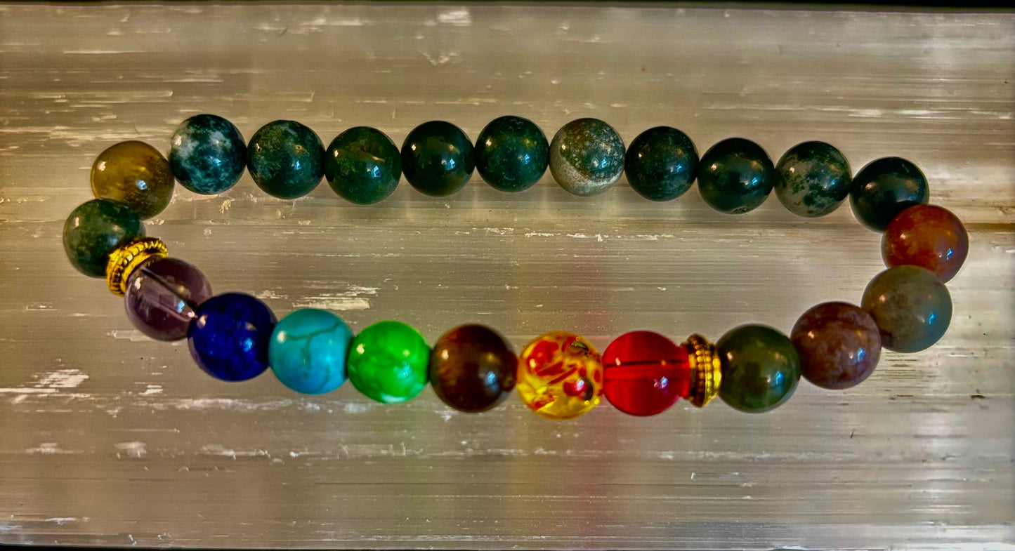 Chakra & India Onyx Healing Bracelet – Grounding Energy & Spiritual Balance