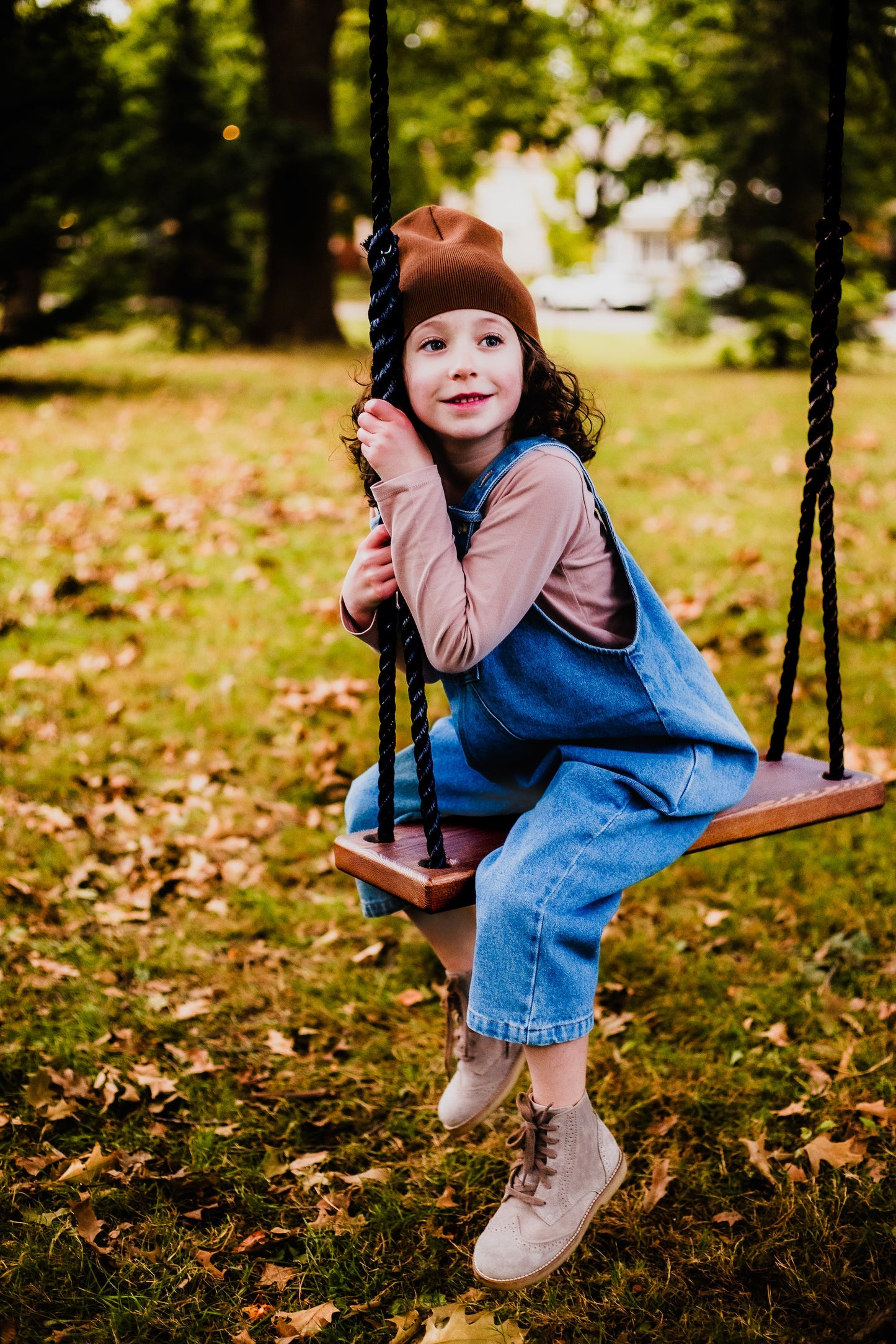 Dark Brown Stained Classic Bench Swing