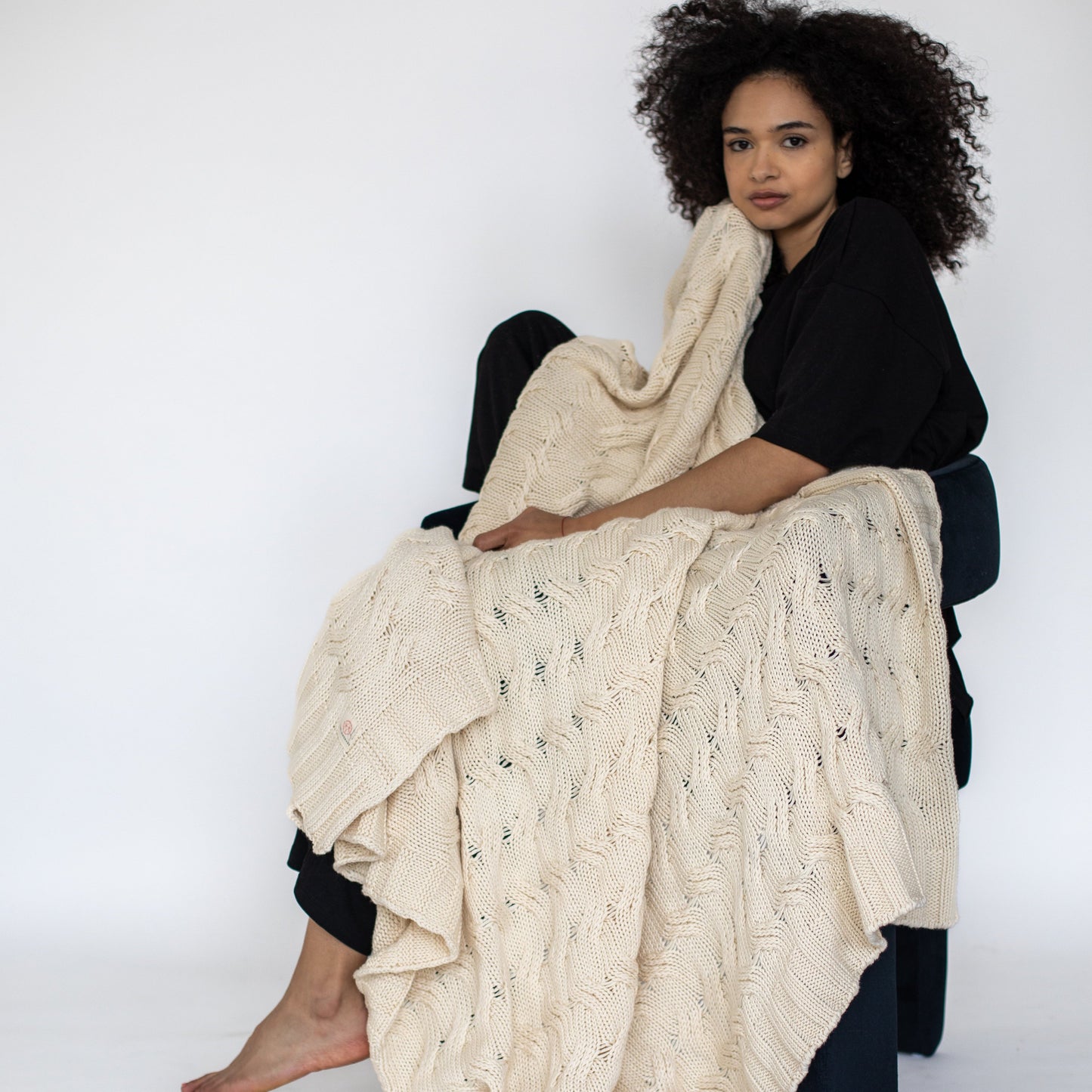 Chunky Cable Organic Cotton Throw Blanket