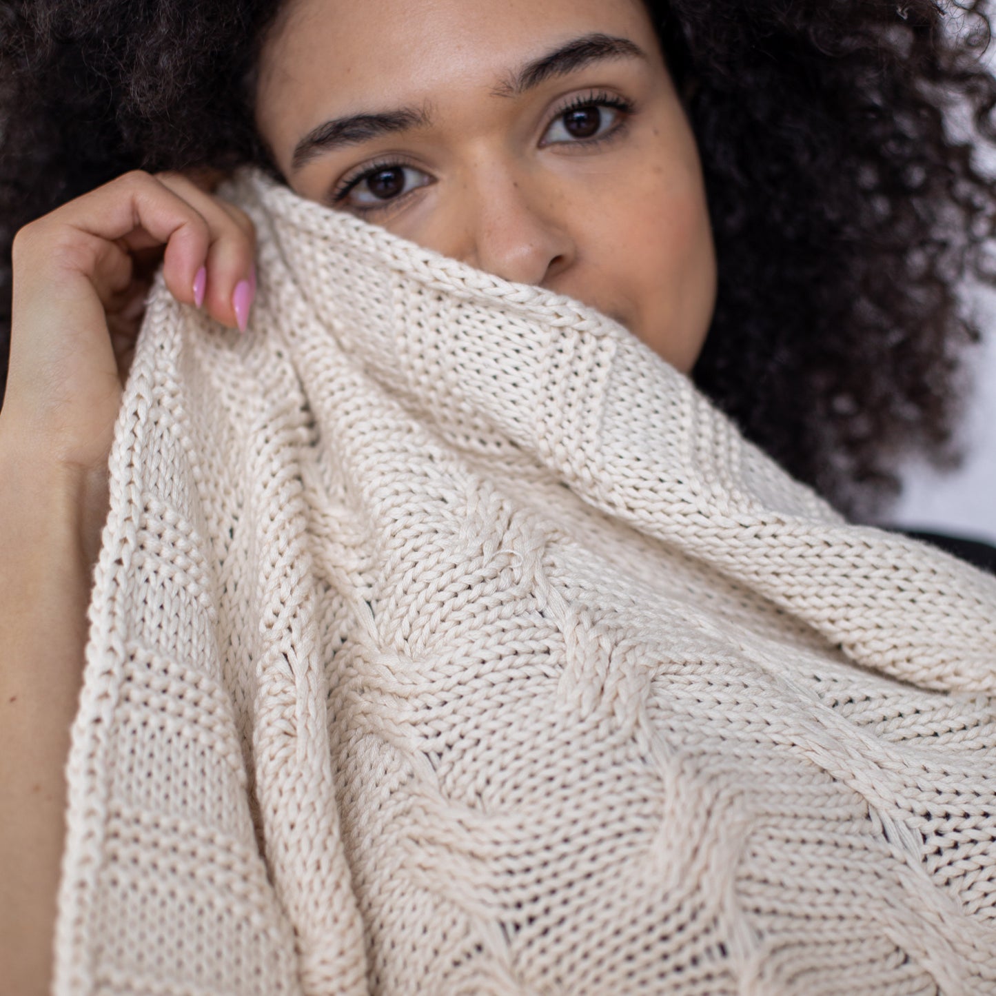 Chunky Cable Organic Cotton Throw Blanket