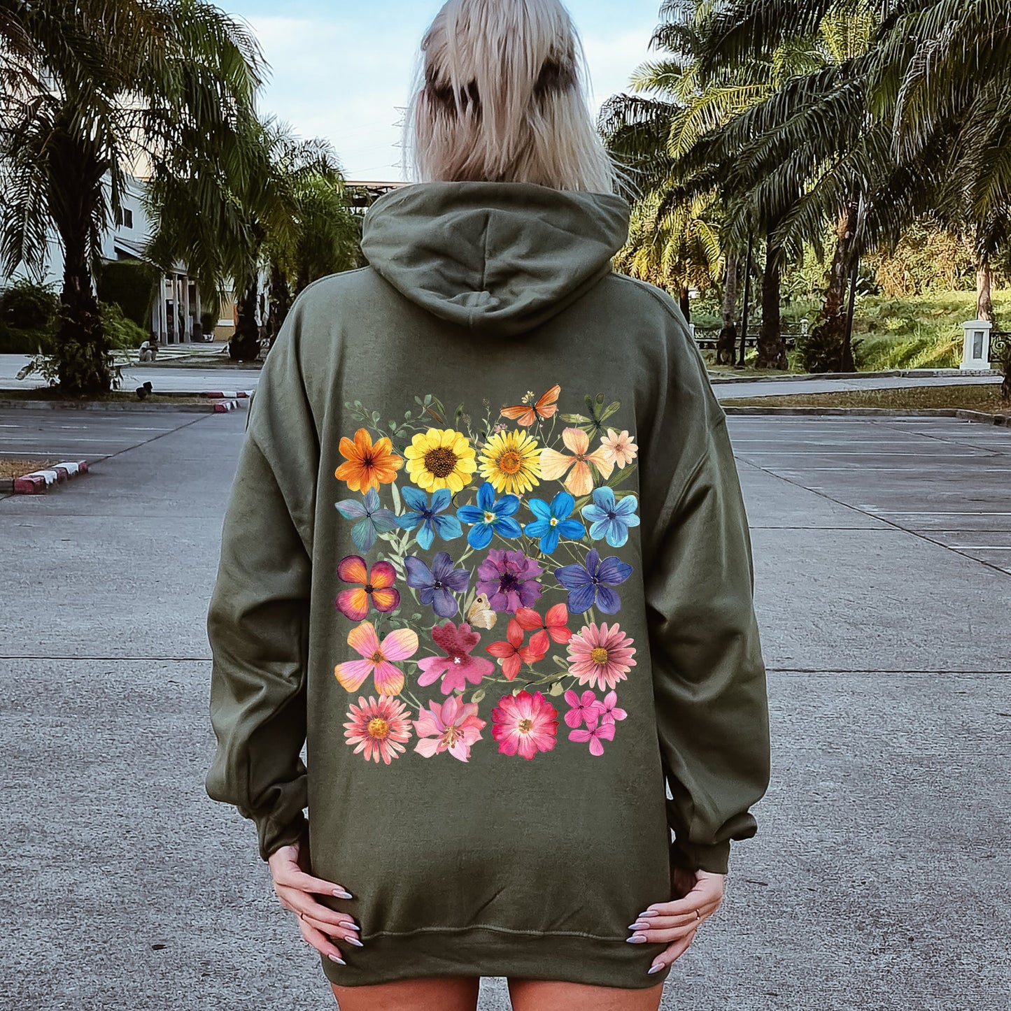 Bright Pressed Flowers Hoodie