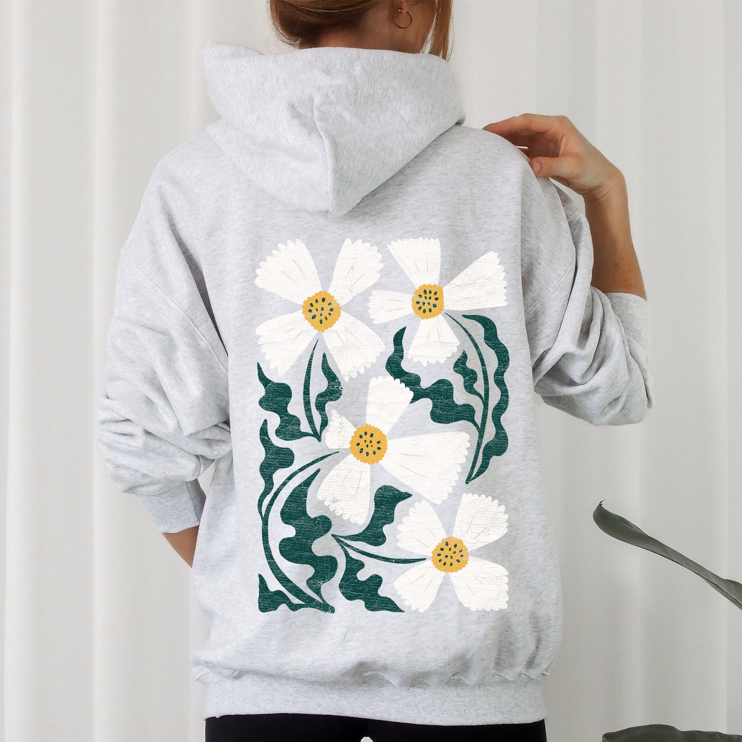 Boho Art Nouveau Flowers, Bold Design Hoodie