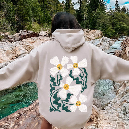 Boho Art Nouveau Flowers, Bold Design Hoodie