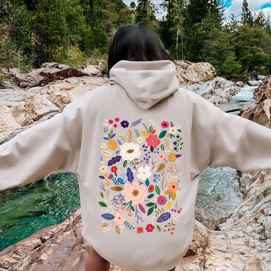 Bloom Brilliance Color-Infused Floral Print Hoodie
