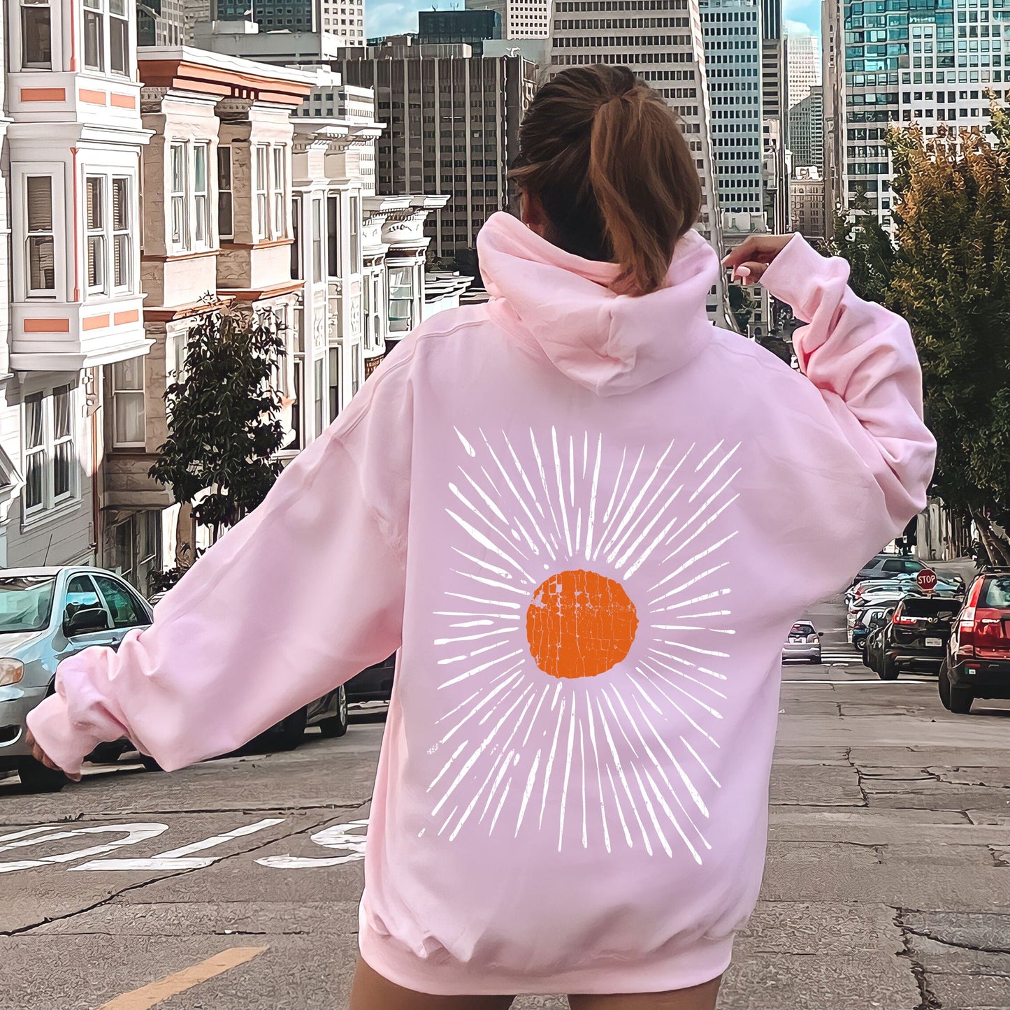 Boho Starburst, Celestial, Retro Hoodie