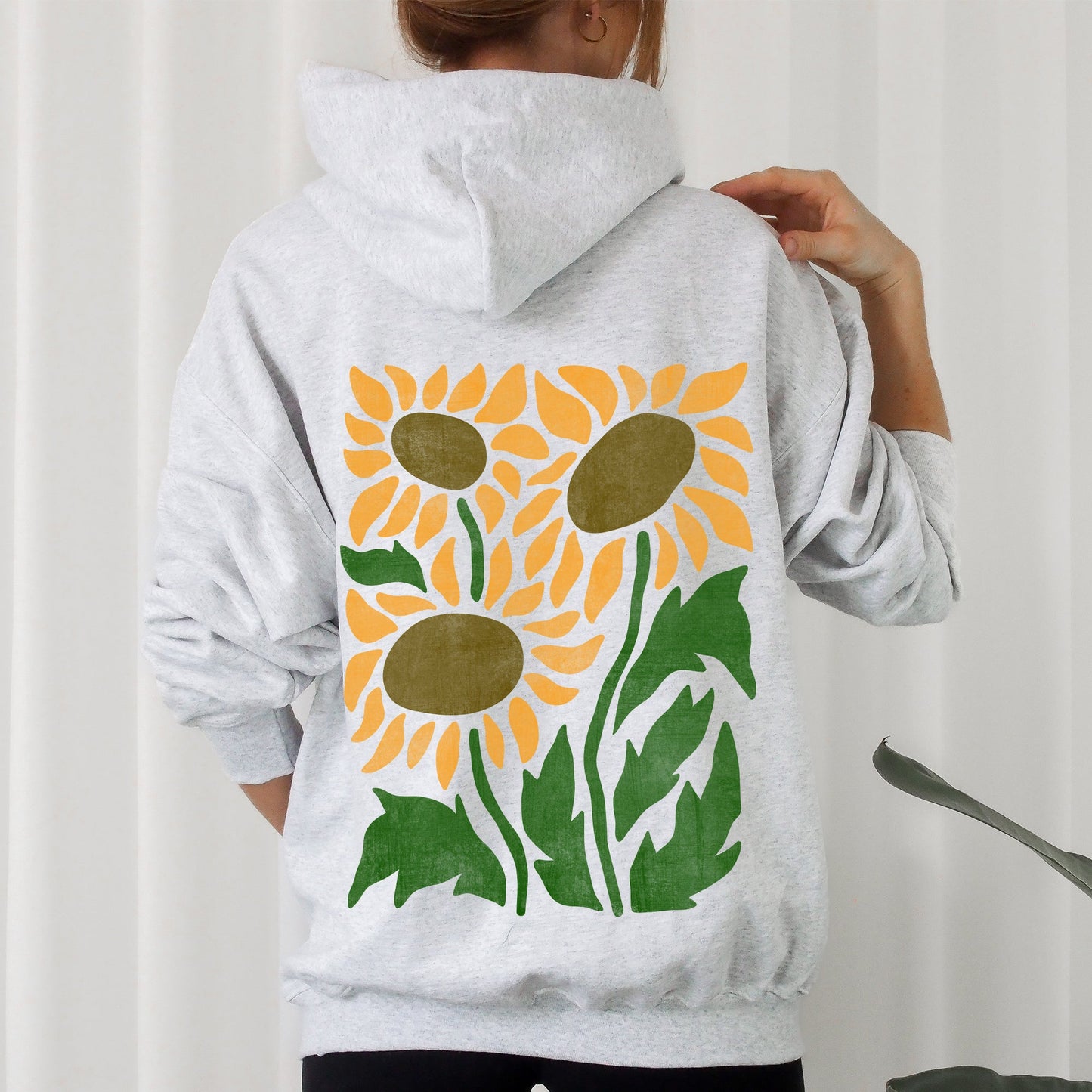 Boho Sunflowers, Retro Floral Hoodie