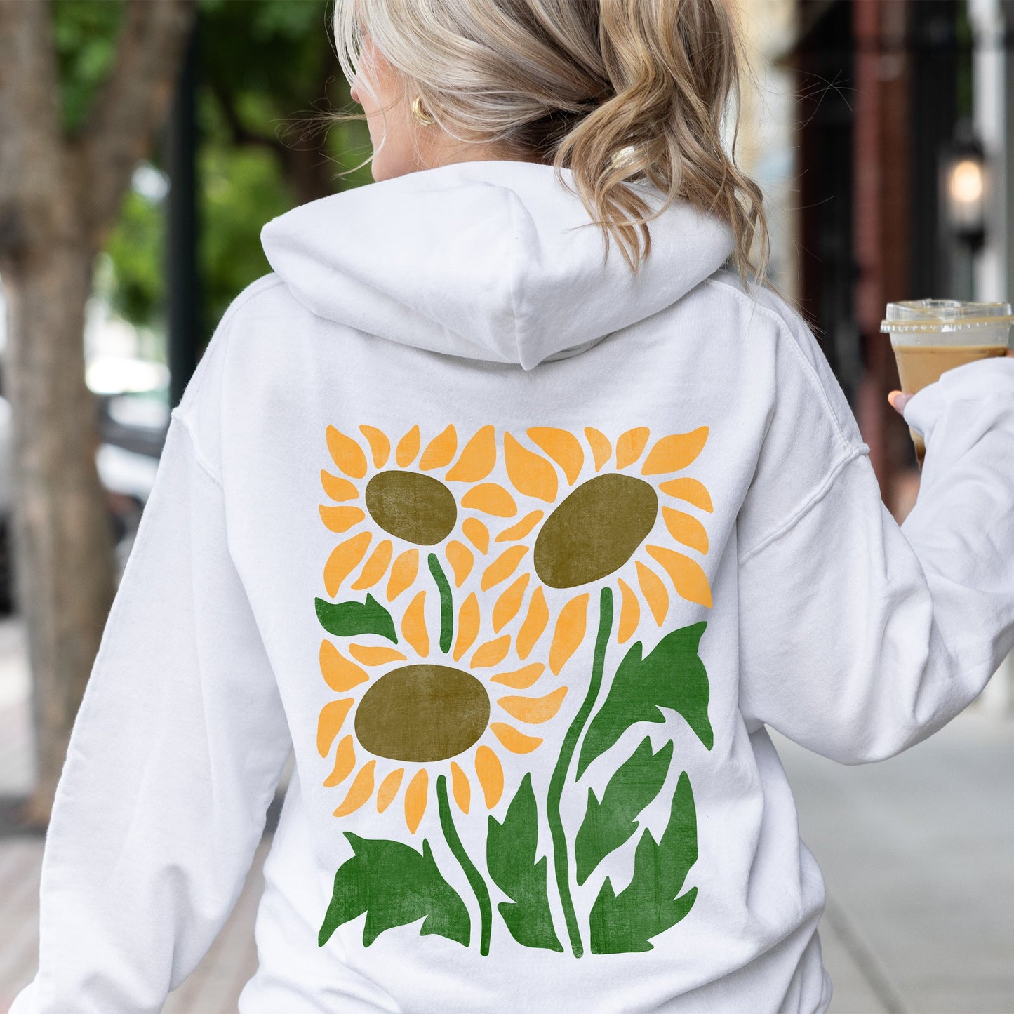 Boho Sunflowers, Retro Floral Hoodie