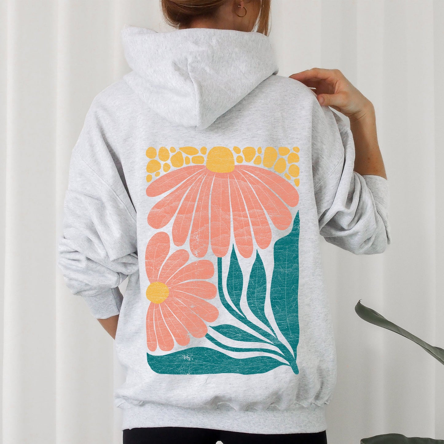 Colorful Daisies, Art Nouveau, Floral Design Hoodie
