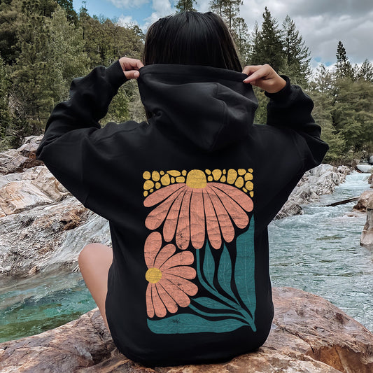 Colorful Daisies, Art Nouveau, Floral Design Hoodie