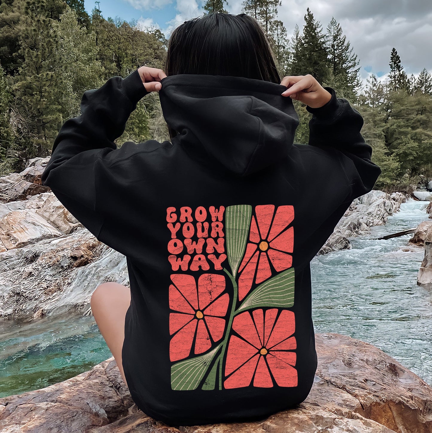 Grow Your Own Way, Retro Flowers Hoodie