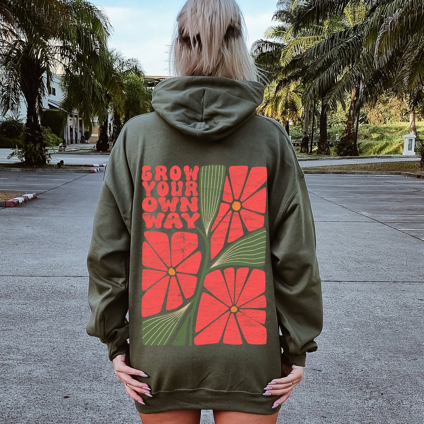 Grow Your Own Way, Retro Flowers Hoodie