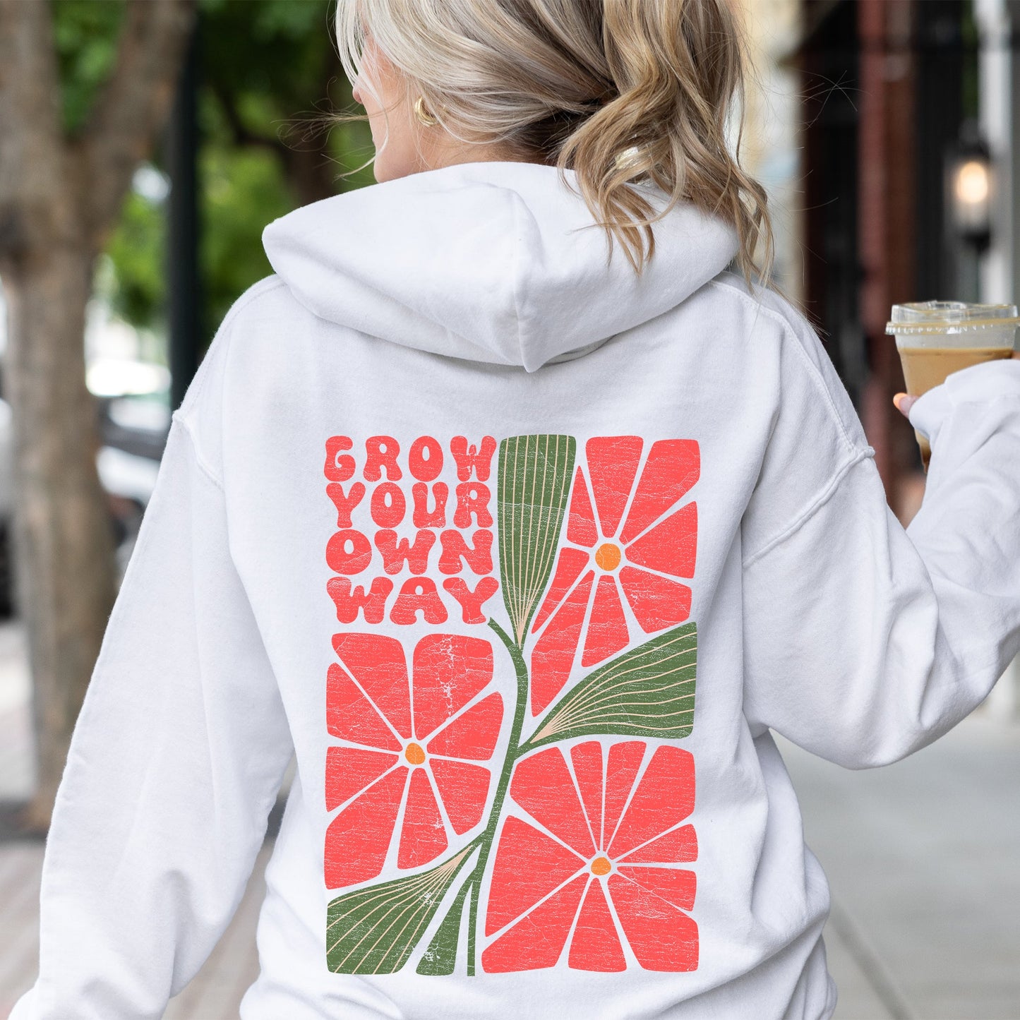 Grow Your Own Way, Retro Flowers Hoodie