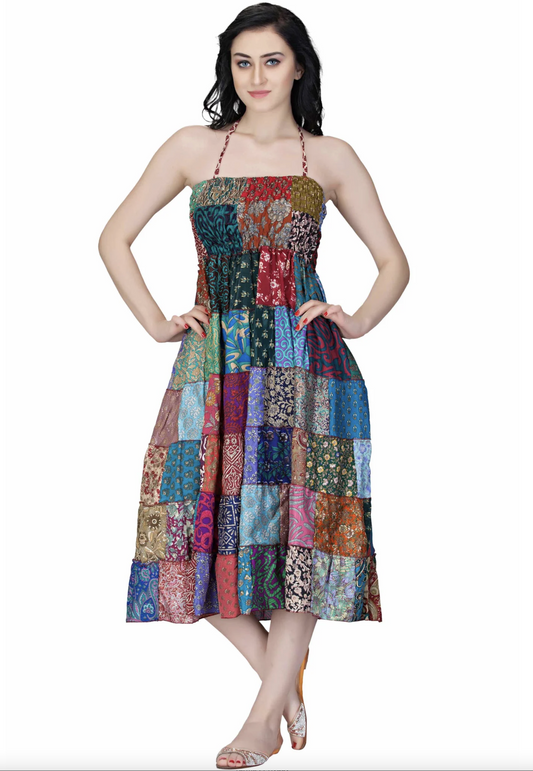 Short Sari Dress Patchwork