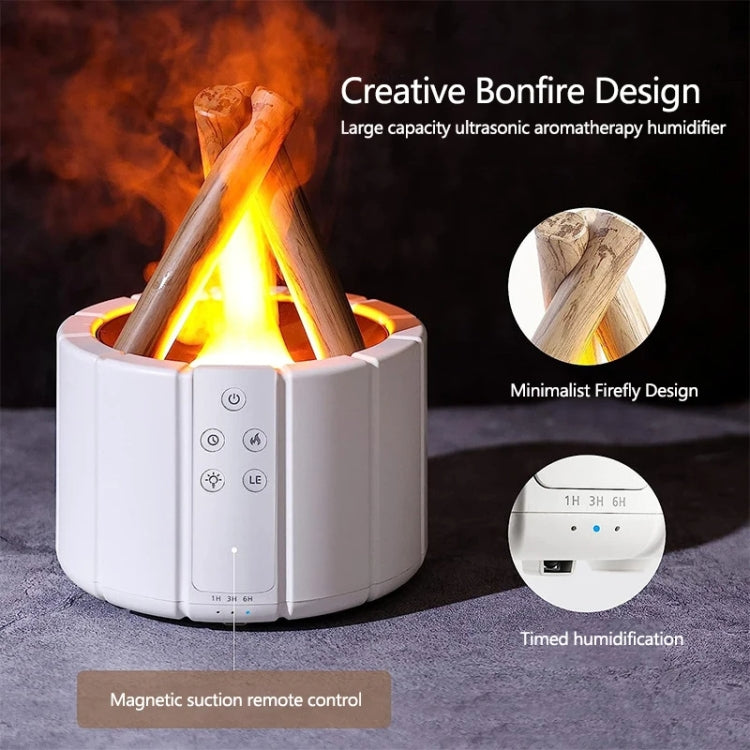 Bonfire Shaped Remote Control Aroma Diffuser Desktop Flame Humidifier, Color: Black