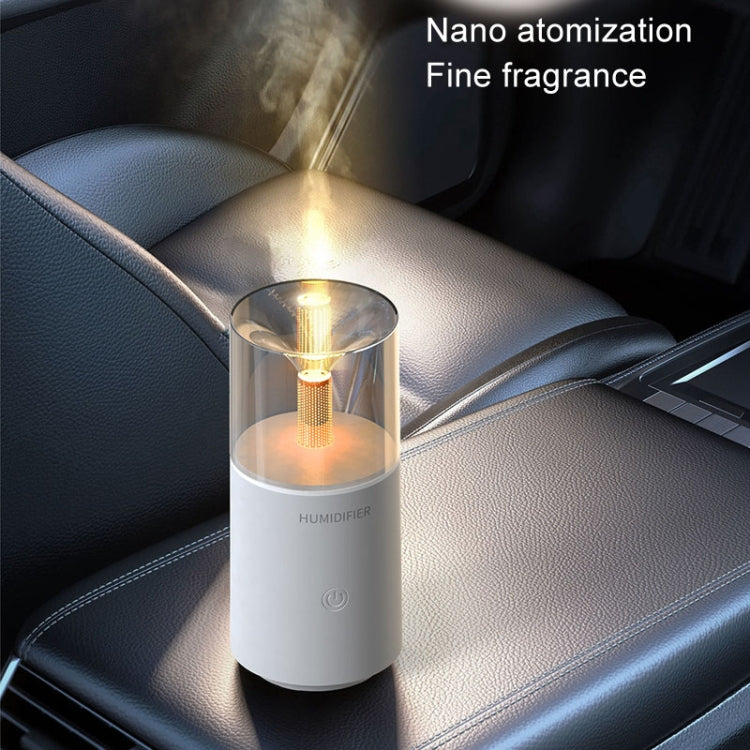 Candle Flame Aromatherapy Diffuser Automatic Scent Sprayer Mini Ambiance Candle Light Humidifier(129 White)