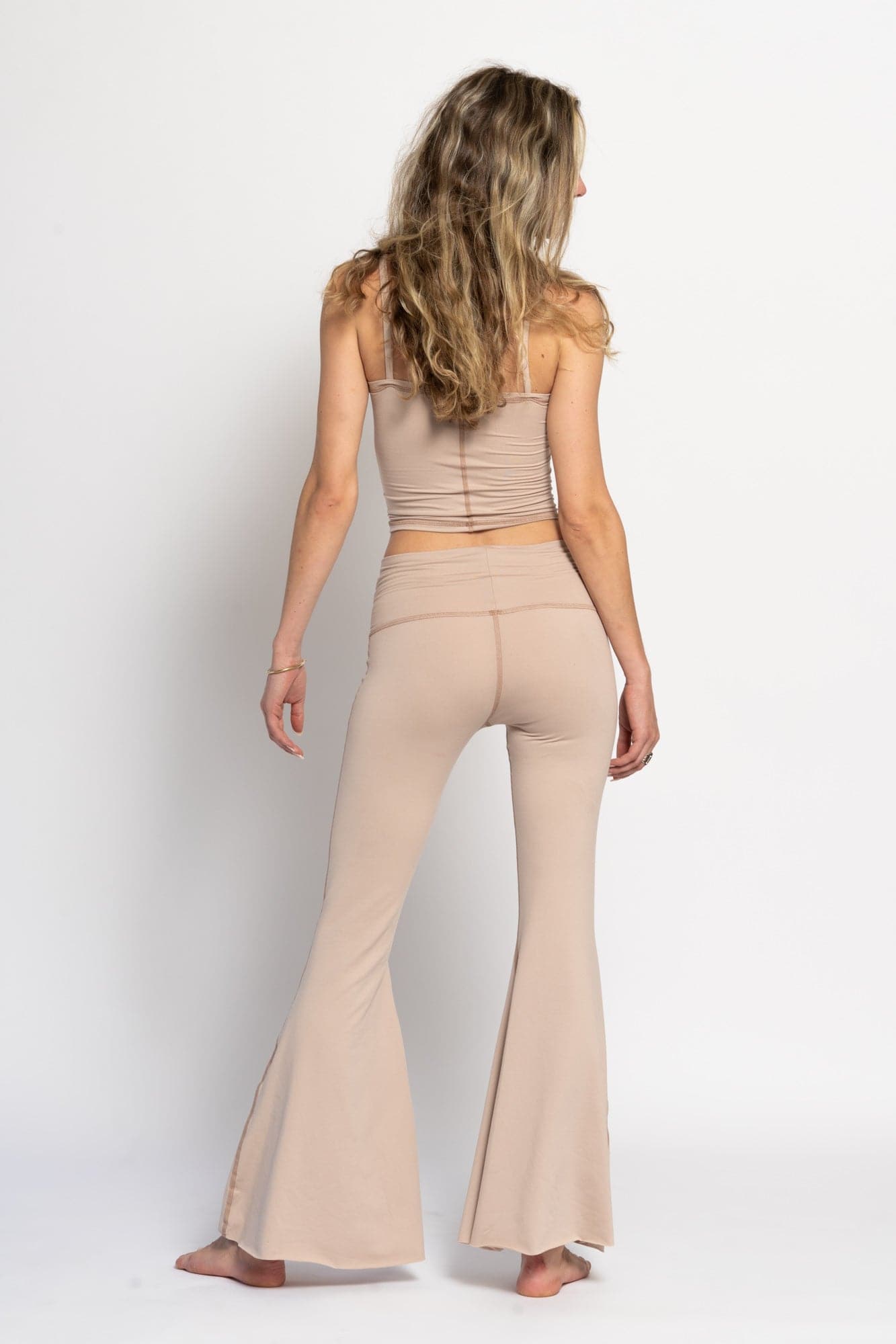 Solid Tan Crop Bell Bottom ♡ Yoga Hippie Flare Bell Bottoms