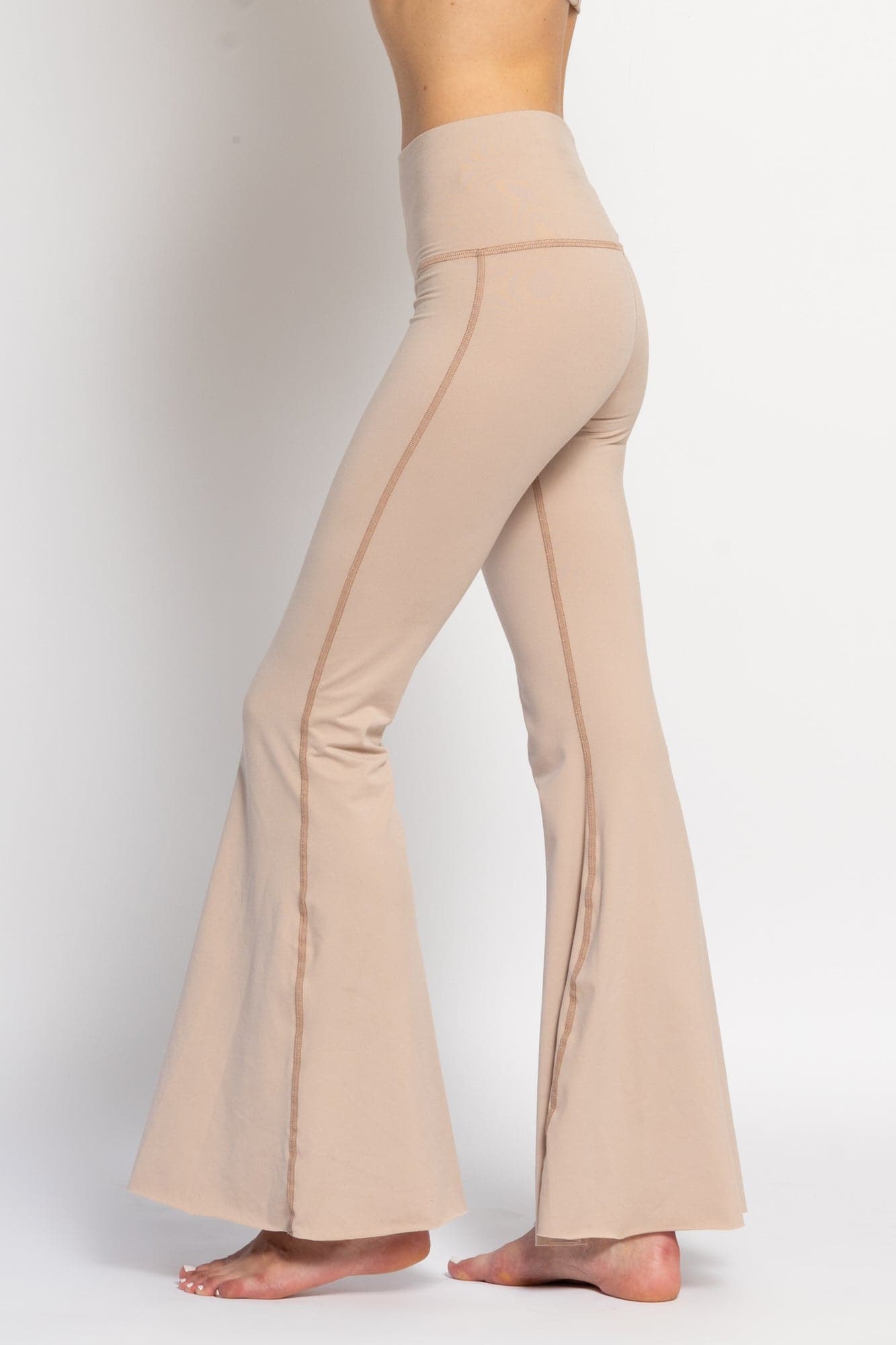 Solid Tan Crop Bell Bottom ♡ Yoga Hippie Flare Bell Bottoms