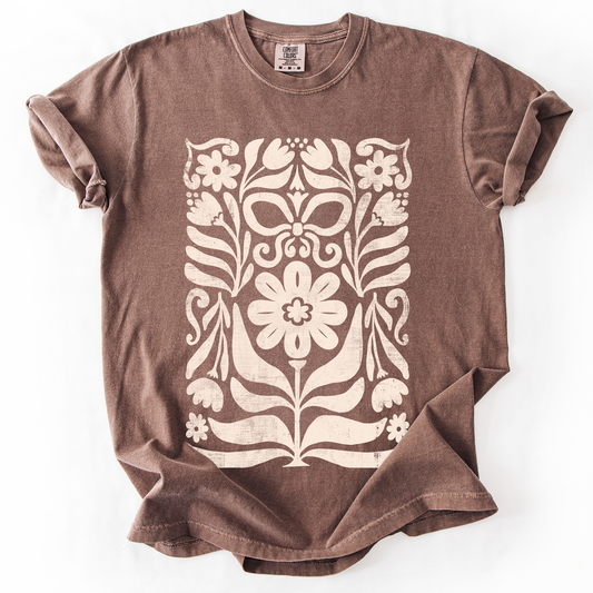 Vintage Folk Flower Pattern, Vintage Boho, Nature, Comfort Colors T-Shirt