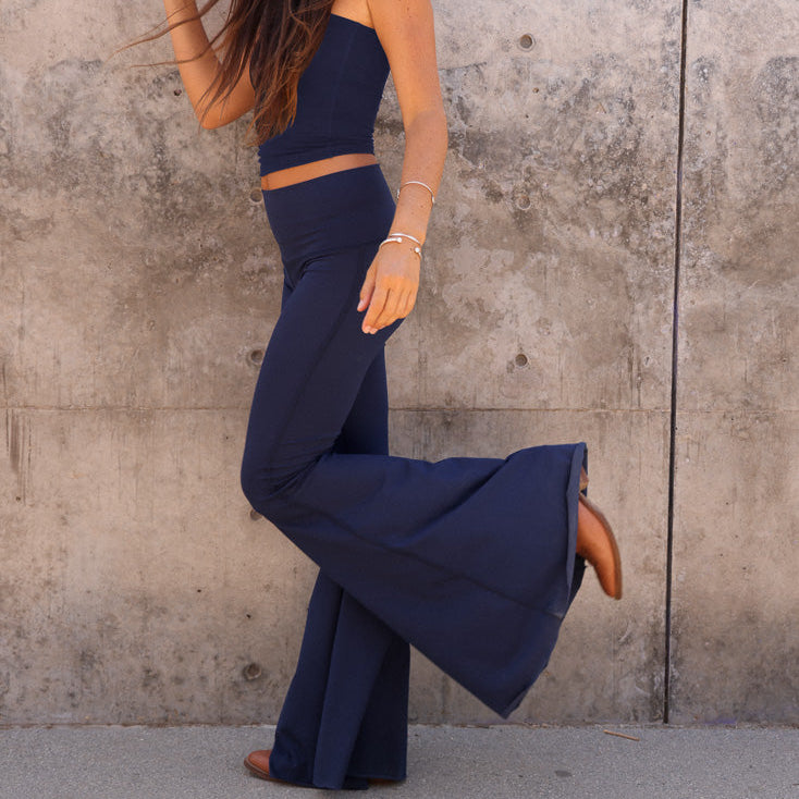 Solid Navy Long Bell Bottom ♡