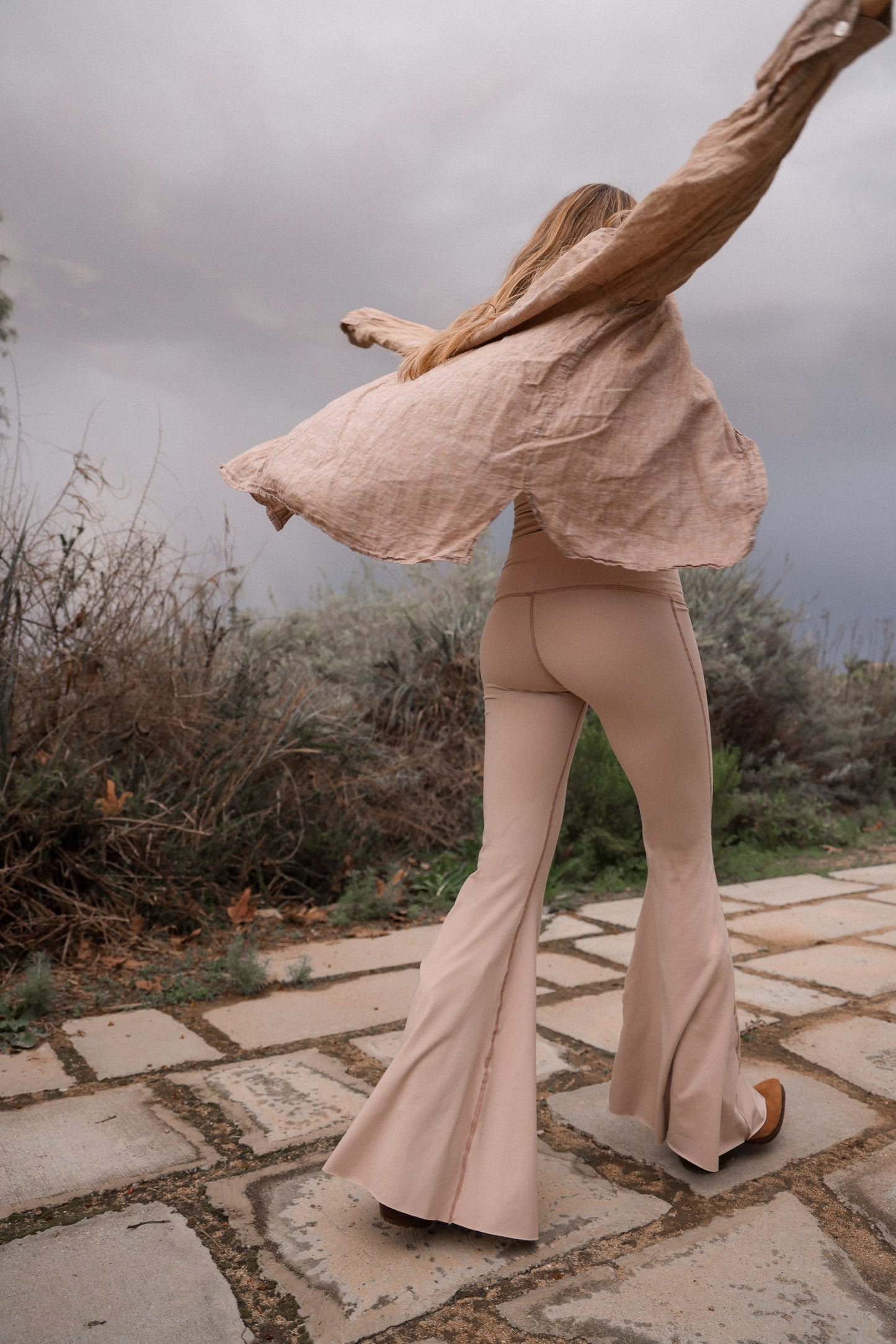 Solid Tan Crop Bell Bottom ♡ Yoga Hippie Flare Bell Bottoms
