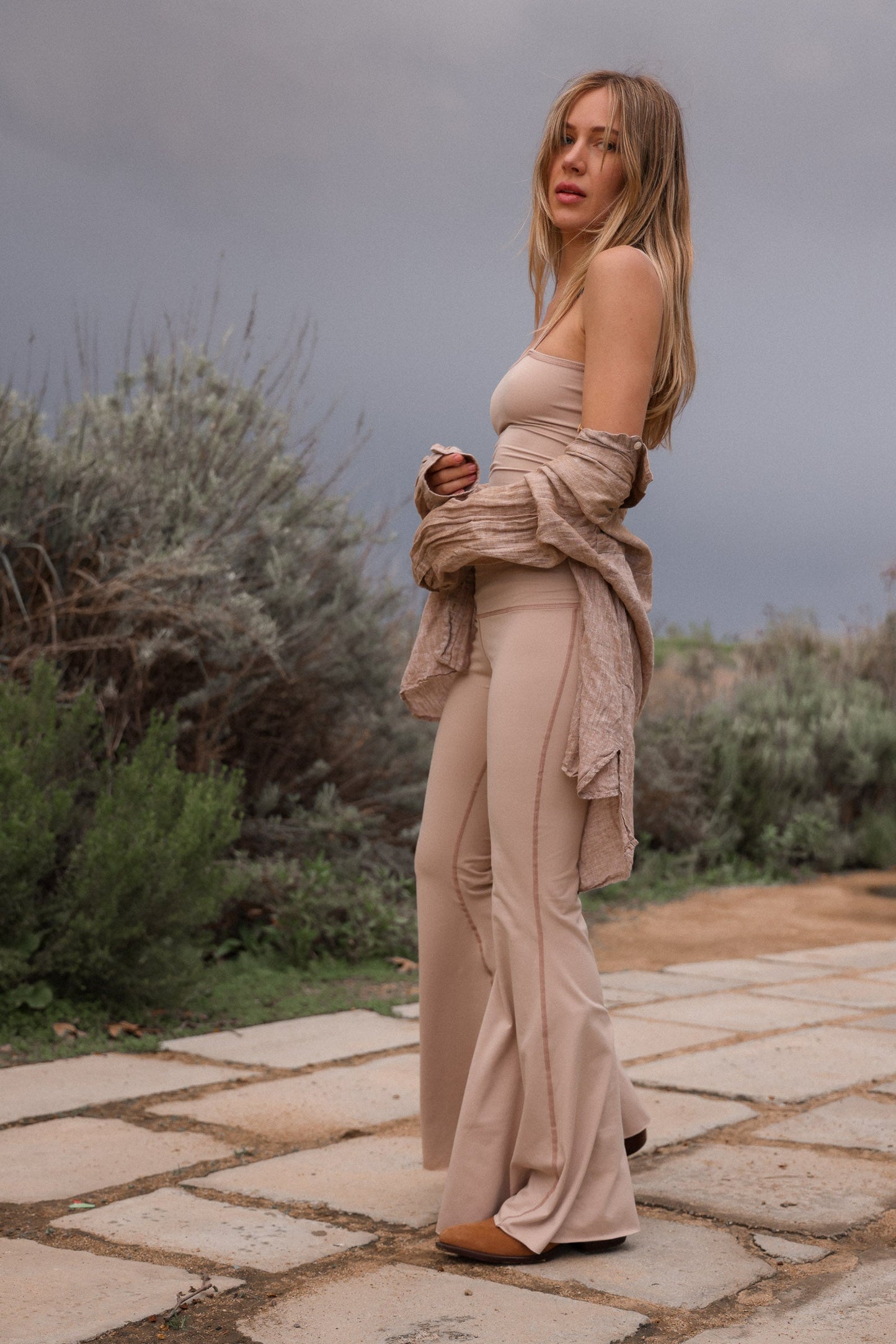 Solid Tan Crop Bell Bottom ♡ Yoga Hippie Flare Bell Bottoms