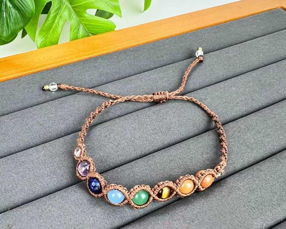 7 Chakra Bracelet, Natural Crystal Bead Bracelets, Moonstone,Crystal Healing Jewelry, Spiritual Yoga Gifts, Gemstone Energy Mala, Boho Hippie Jewelry Halloween Gift