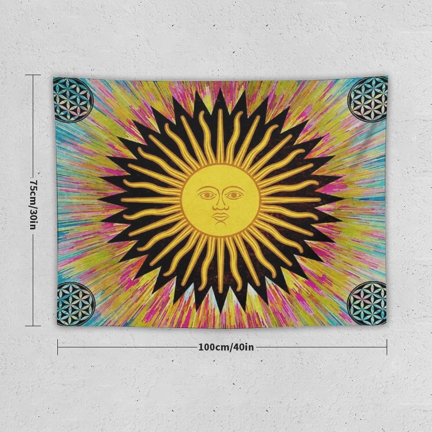 Psychedelic Sun Star Bohemian Zen Hippie Festival Tapestry