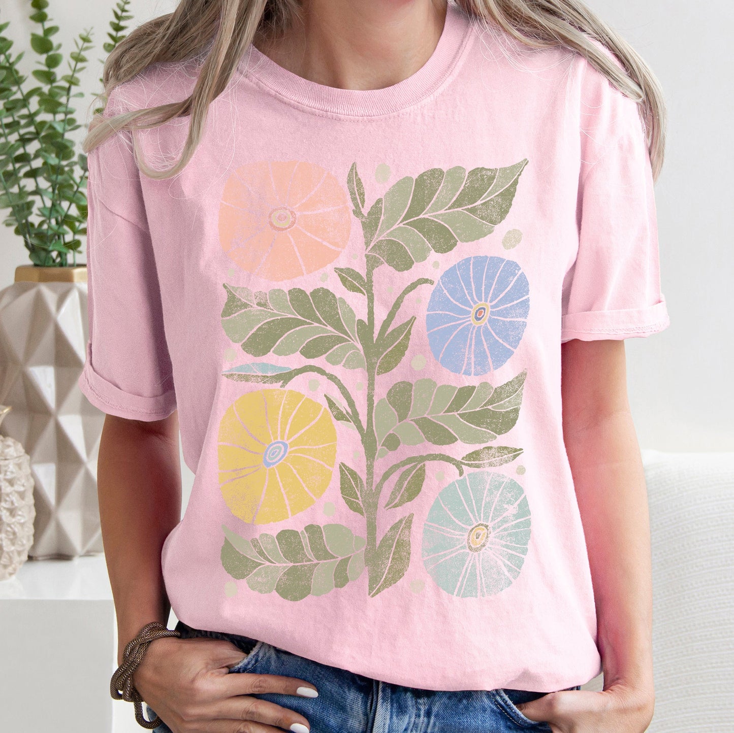 Boho Folk Art Chic Flower Comfort Colors Tshirt